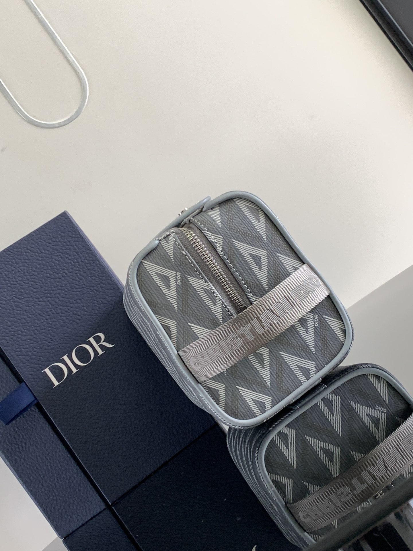 Dior Lingot Toiletry Bag Gray Mirage Technical Fabric 8.5 x 5 x 4 inches