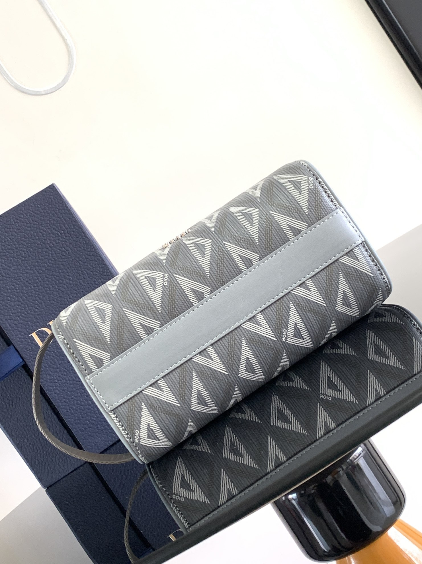 Dior Lingot Toiletry Bag Gray Mirage Technical Fabric 8.5 x 5 x 4 inches