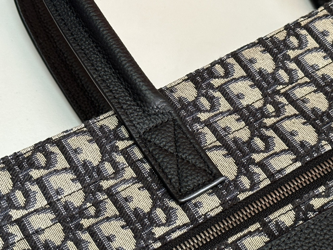 Dior Safari Tote Bag Blue Dior Oblique Jacquard and Grained Calfskin 15.5 x 14 x 4.5 inches