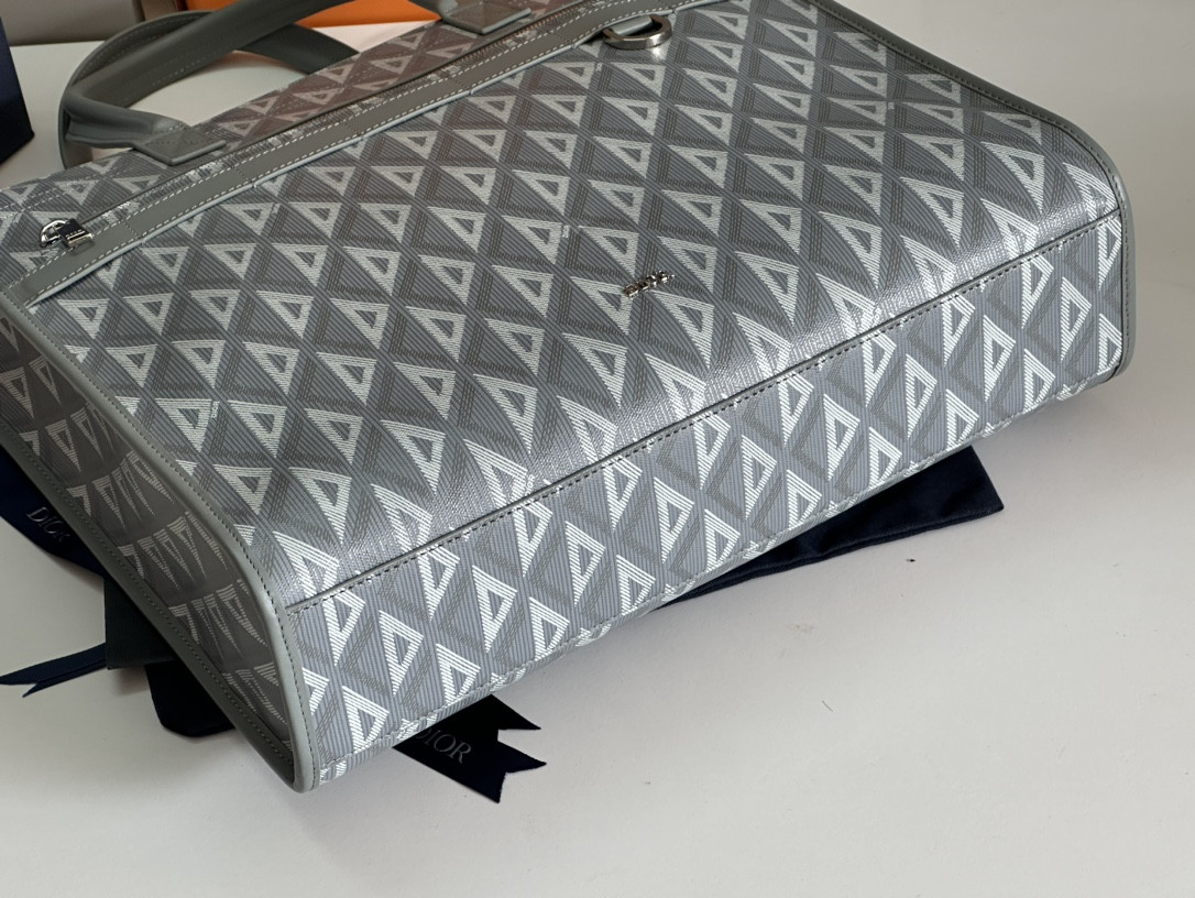 Dior Safari Tote Bag Gray In Grained Calfskin 15.5 x 14 x 4.5 inches