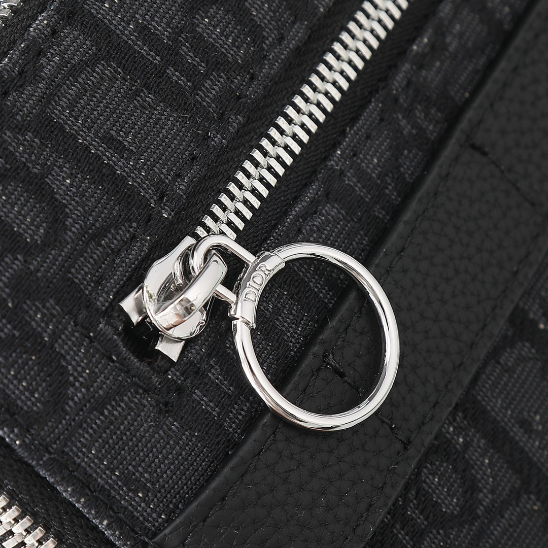 DIOR Safari Bag with Strap Black Dior Oblique Jacquard 8.5 x 6 x 2.5 inches