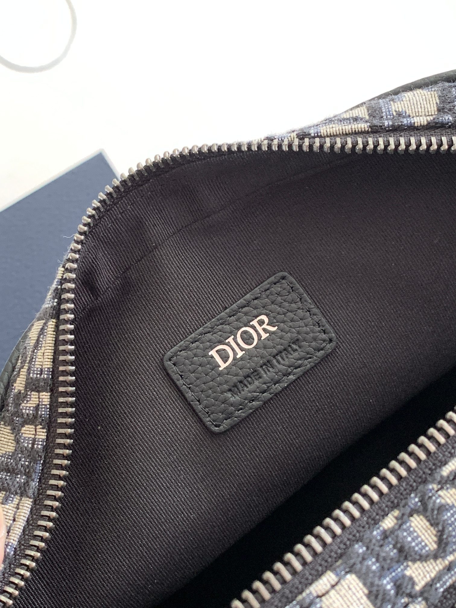 DIOR Maxi Safari Bag with Strap Beige and Black Dior Oblique Jacquard