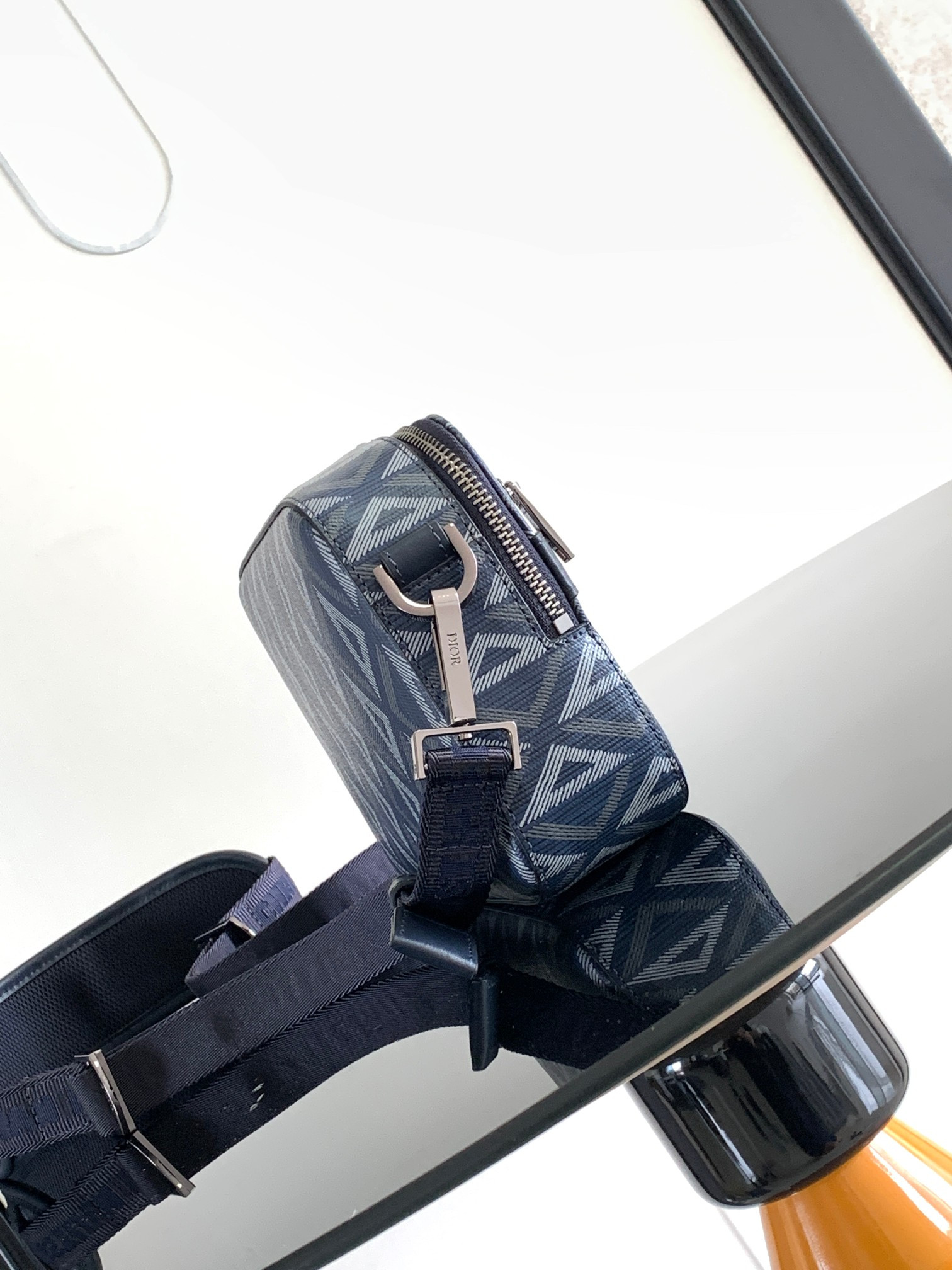 DIOR Safari Bag with Strap Blue white 8.5 x 6 x 2.5 inches