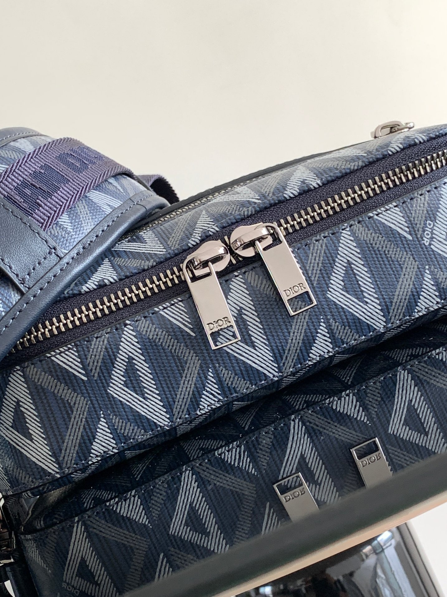 DIOR Safari Bag with Strap Blue white 8.5 x 6 x 2.5 inches
