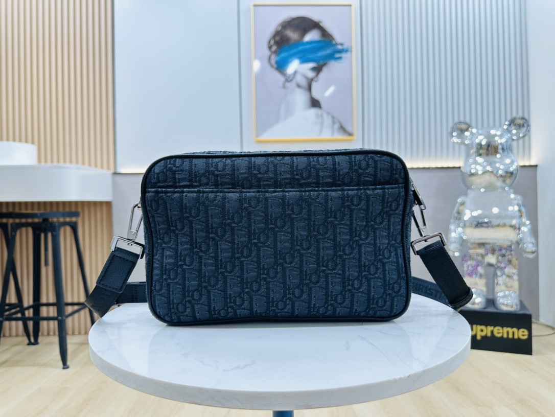 DIOR Maxi Safari Bag with Strap Blue Dior Oblique Jacquard 10 x 6.5 x 3 inches