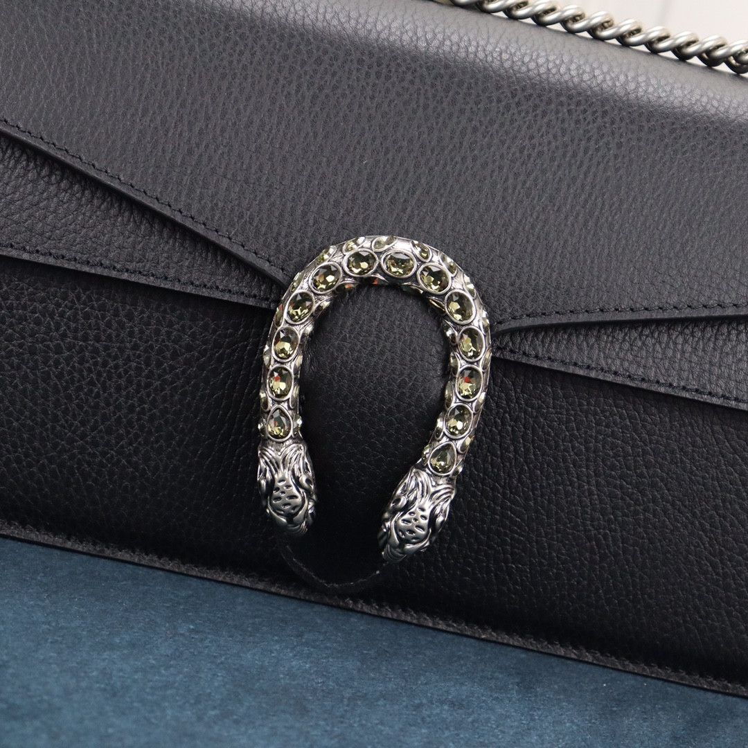 GUCCI DIONYSUS SMALL SHOULDER BAG BLACK 28x18x9cm