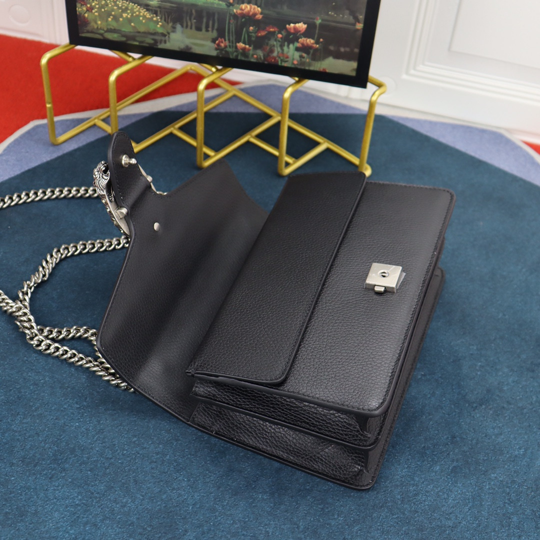 GUCCI DIONYSUS SMALL SHOULDER BAG BLACK 28x18x9cm