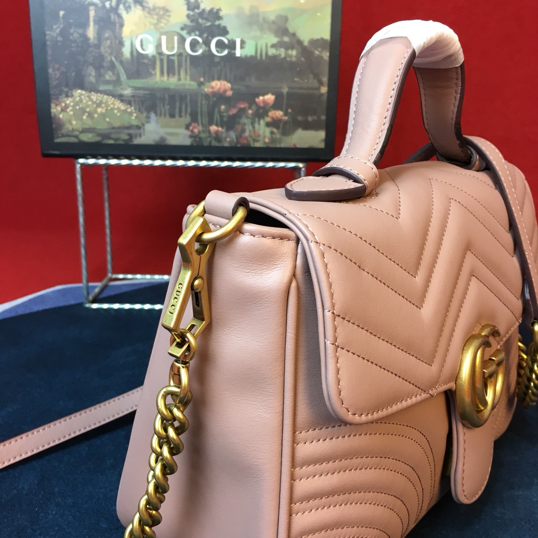 GUCCI GG MARMONT SMALL SHOULDER BAG PINK 10"W x 6"H x 3"D