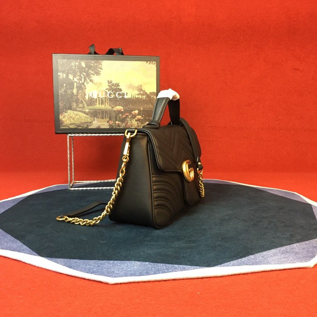 GUCCI GG MARMONT SMALL SHOULDER BAG BLACK 10"W x 6"H x 3"D