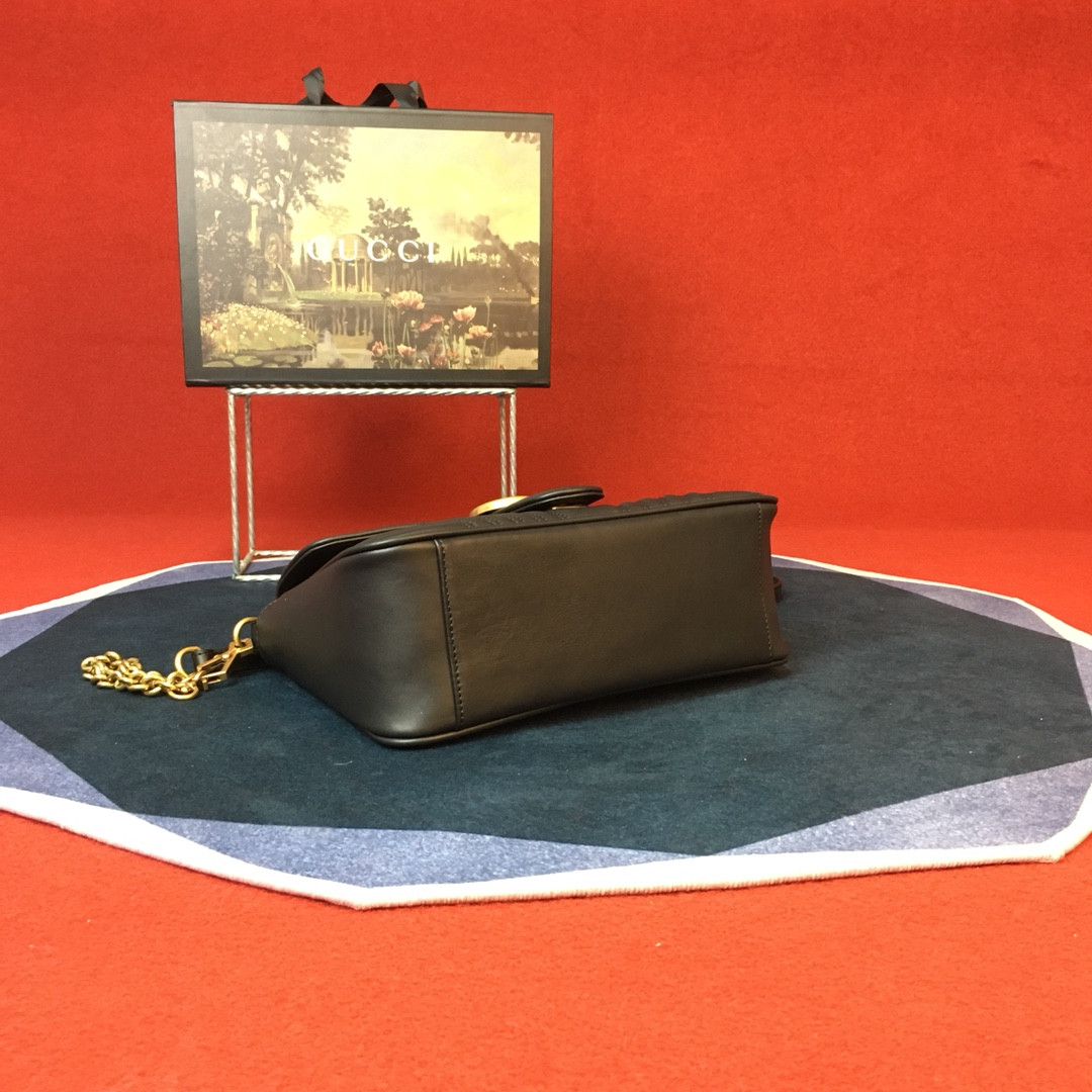 GUCCI GG MARMONT SMALL SHOULDER BAG BLACK 10"W x 6"H x 3"D