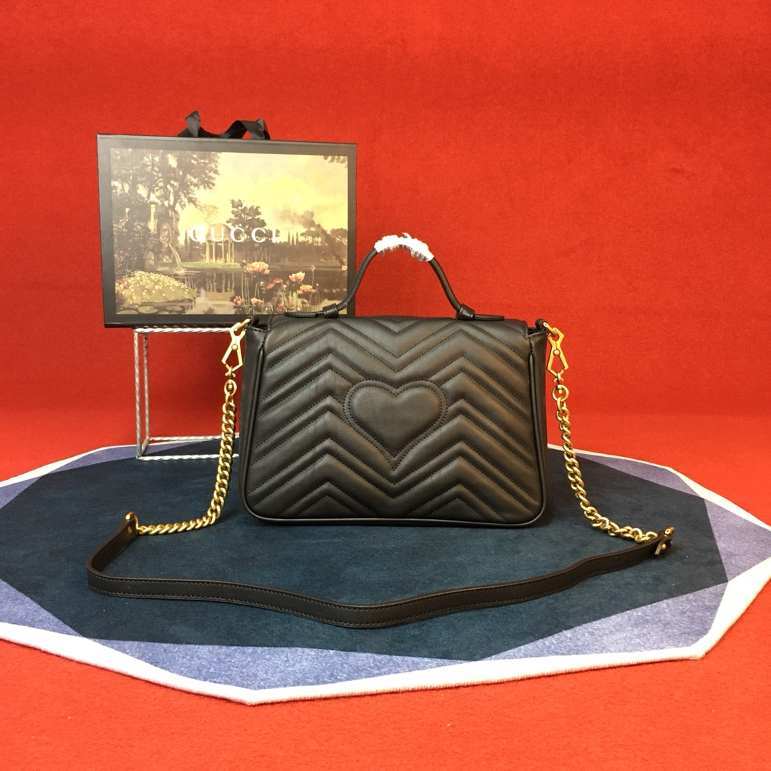 GUCCI GG MARMONT SMALL SHOULDER BAG BLACK 10"W x 6"H x 3"D