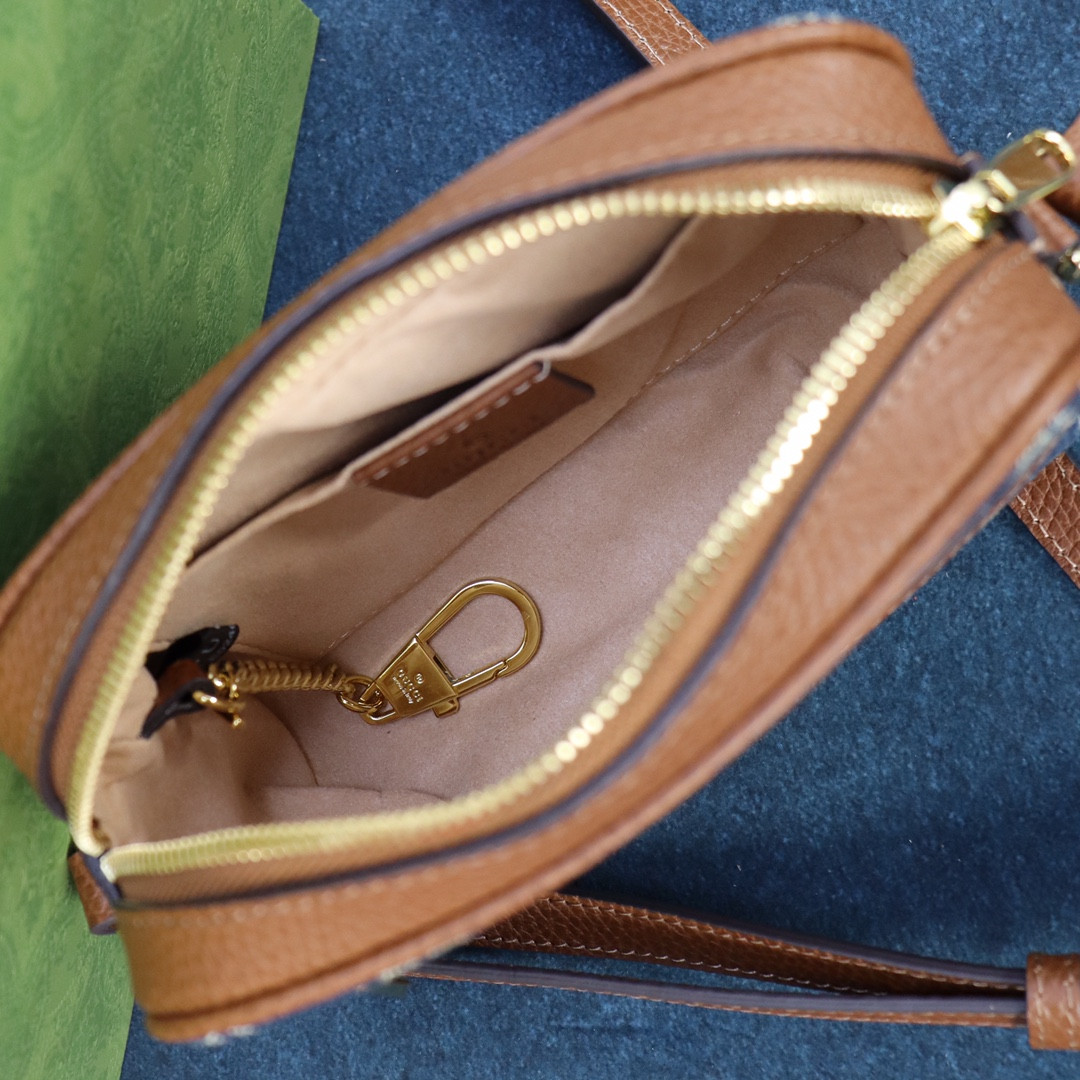 GUCCI OPHIDIA GG MINI TOP HANDLE BAG Denim Blue 6.8 W x 4.7 H x 2.1 D