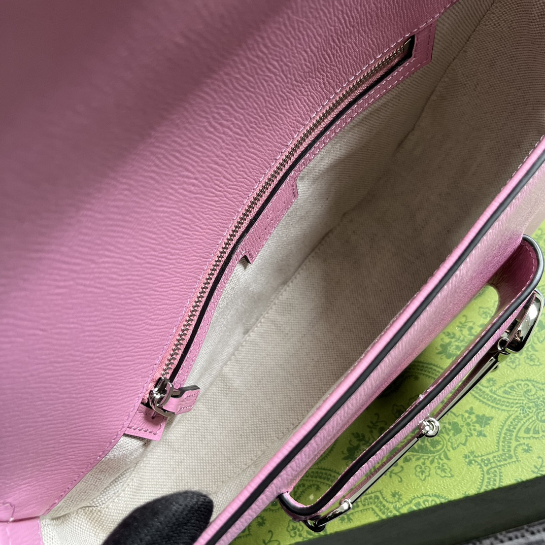 GUCCI HORSEBIT 1955 SMALL SHOULDER BAG pink 10.4"W x 6.7-4.1"H x 3.1-1.6"D