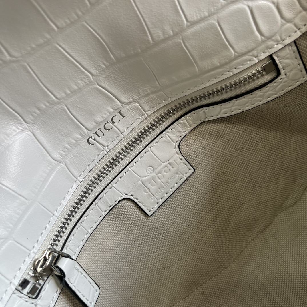 GUCCI HORSEBIT 1955 SMALL SHOULDER BAG WHITE 10.4"W x 6.7-4.1"H x 3.1-1.6"D