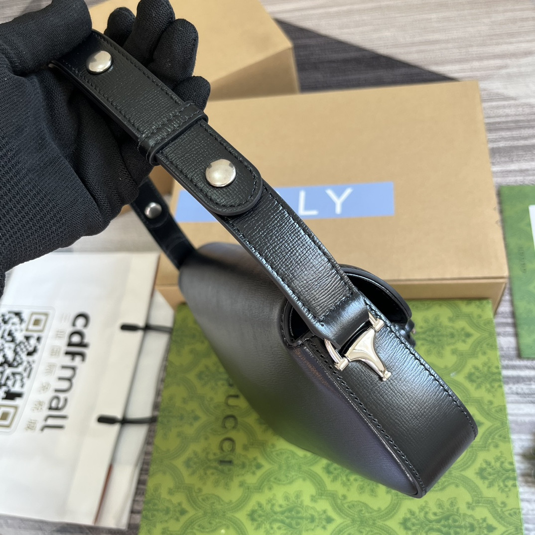 GUCCI HORSEBIT 1955 SMALL SHOULDER BAG Black 10.4"W x 6.7-4.1"H x 3.1-1.6"D