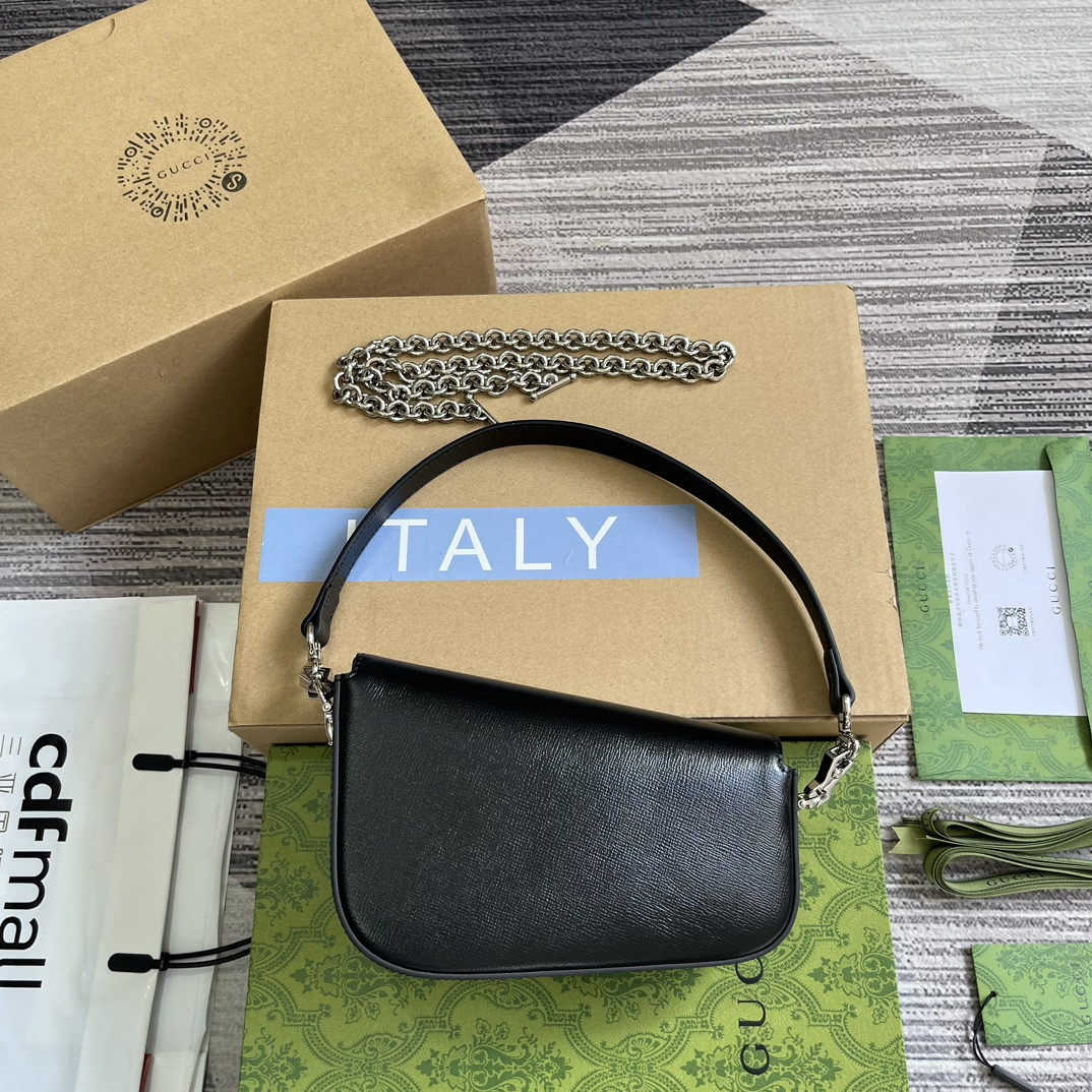 GUCCI HORSEBIT 1955 MINI SHOULDER BAG BLACK 7.7"W x 5-3.1"H x 2.4-1.2"D