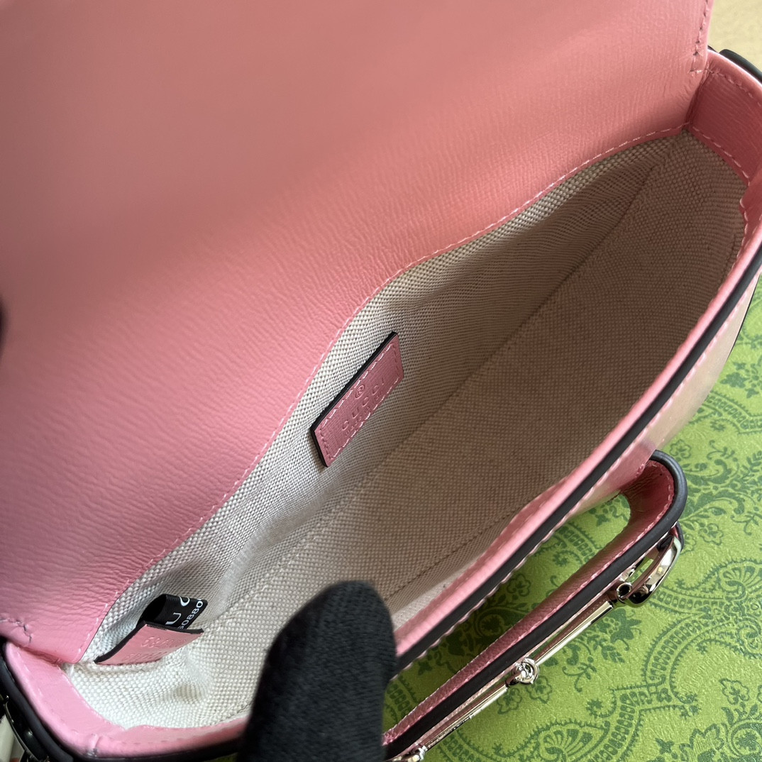 GUCCI HORSEBIT 1955 MINI SHOULDER BAG PINK 7.7"W x 5-3.1"H x 2.4-1.2"D