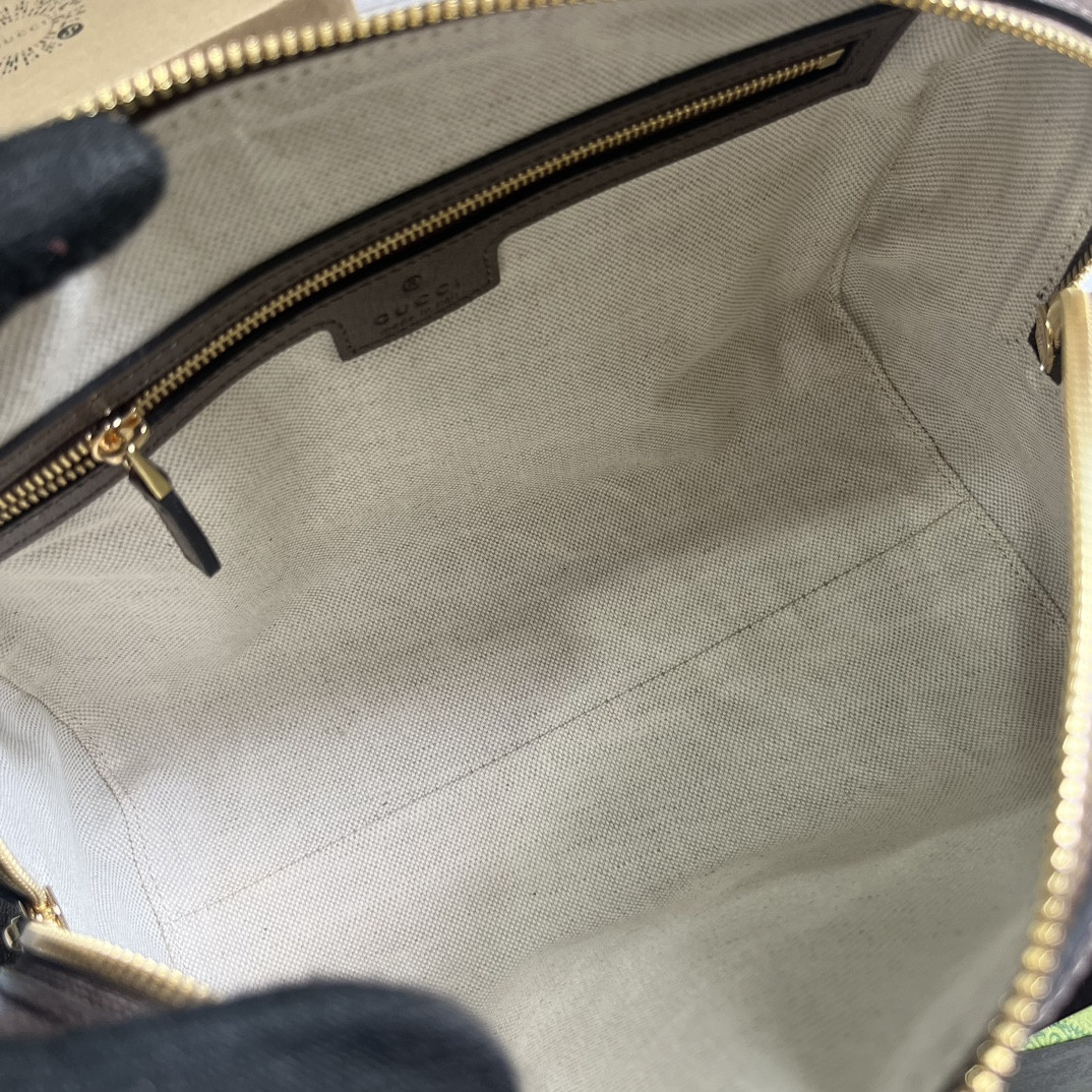 GUCCI OPHIDIA GG MINI TOP HANDLE BAG Beige and brown 8.4"W x 5.5"H x 4.5"D