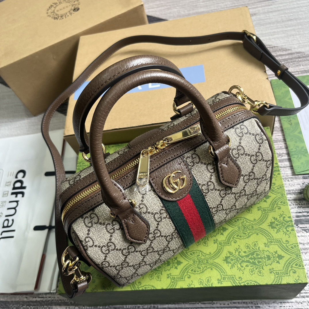 GUCCI OPHIDIA SUPER small BAG Beige and ebony 14x21.5x11.5cm