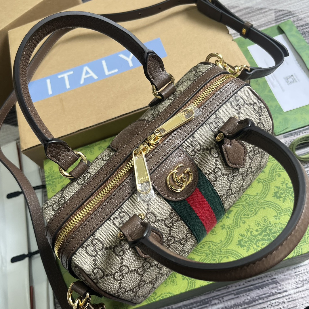GUCCI OPHIDIA SUPER small BAG Beige and ebony 14x21.5x11.5cm