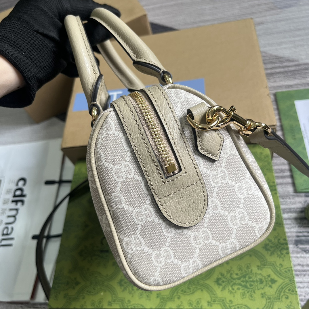 GUCCI OPHIDIA SUPER MINI BAG Beige and oatmeal 6.5"W x 3.9"H x 3.5"D