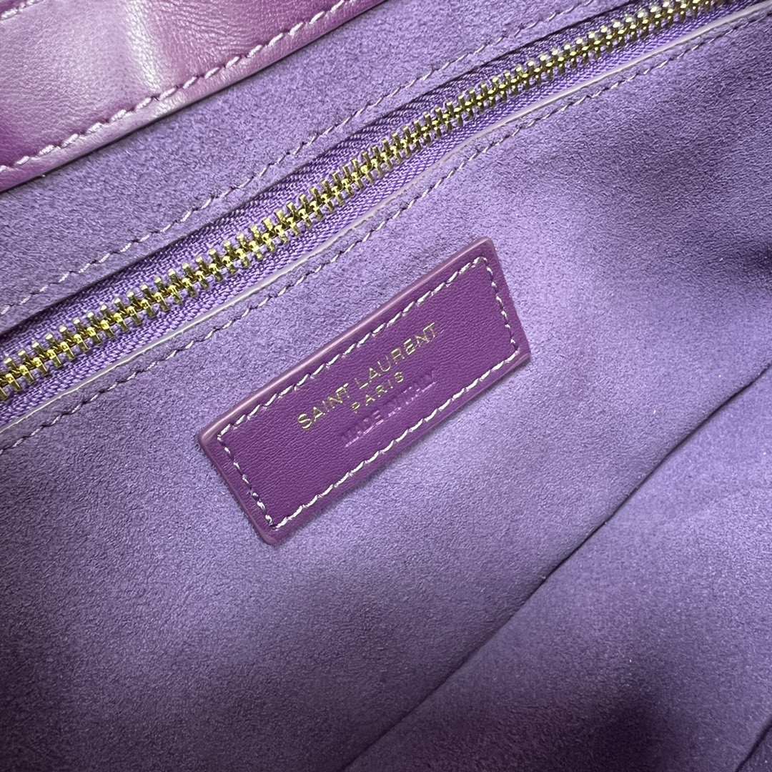 YSL LE 5 À 7 IN CROCODILE-EMBOSSED LEATHER purple 9 X 6.3 X 2.5 INCHES