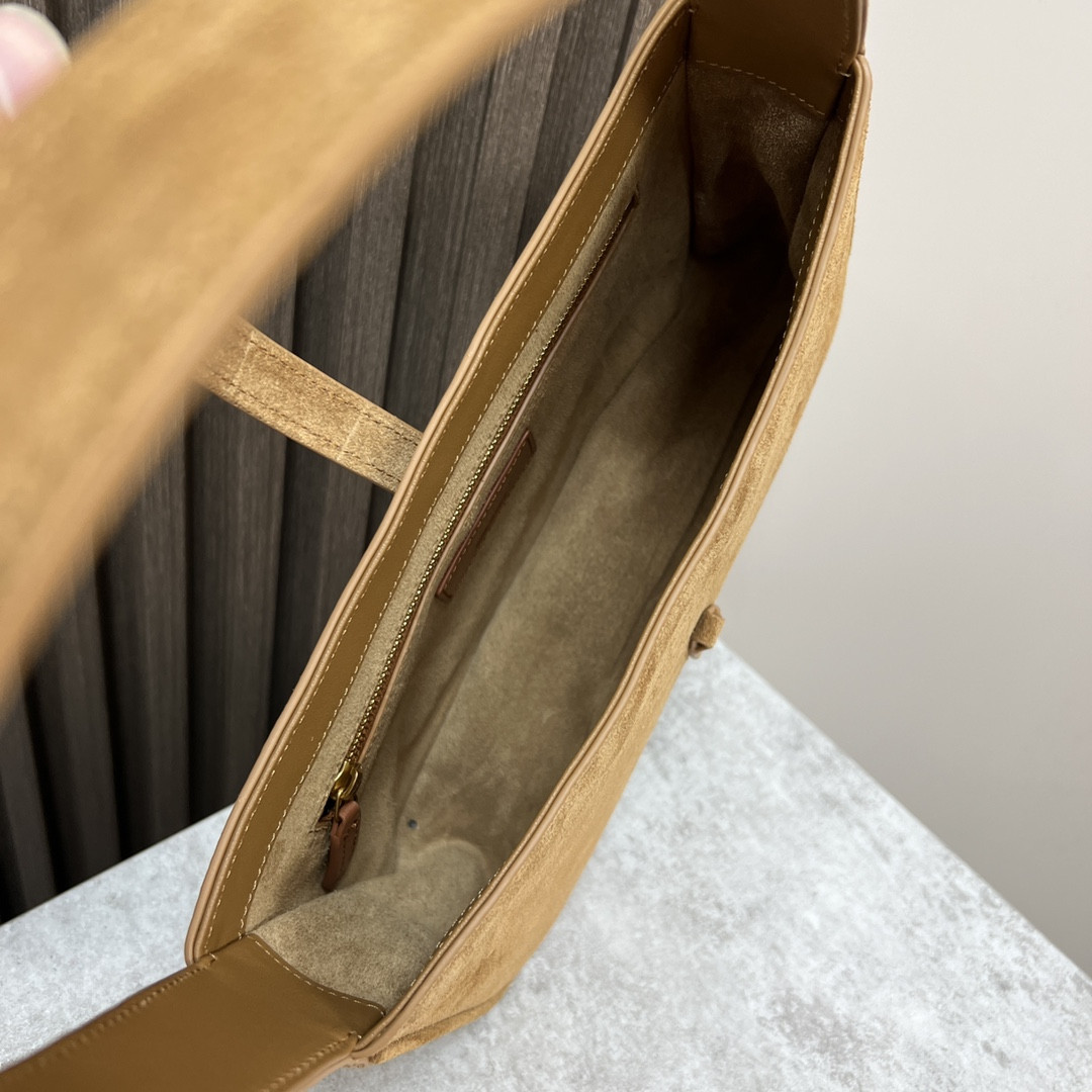 YSL LE 5 À 7 IN SUEDE BROWN 9 X 6.3 X 2.5 INCHES