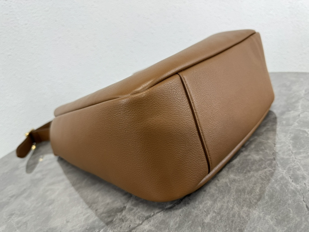 YSL LE 5 À 7 SUPPLE LARGE IN SMOOTH LEATHER DUSTY GREY 11.8" X 11" X 4.3"