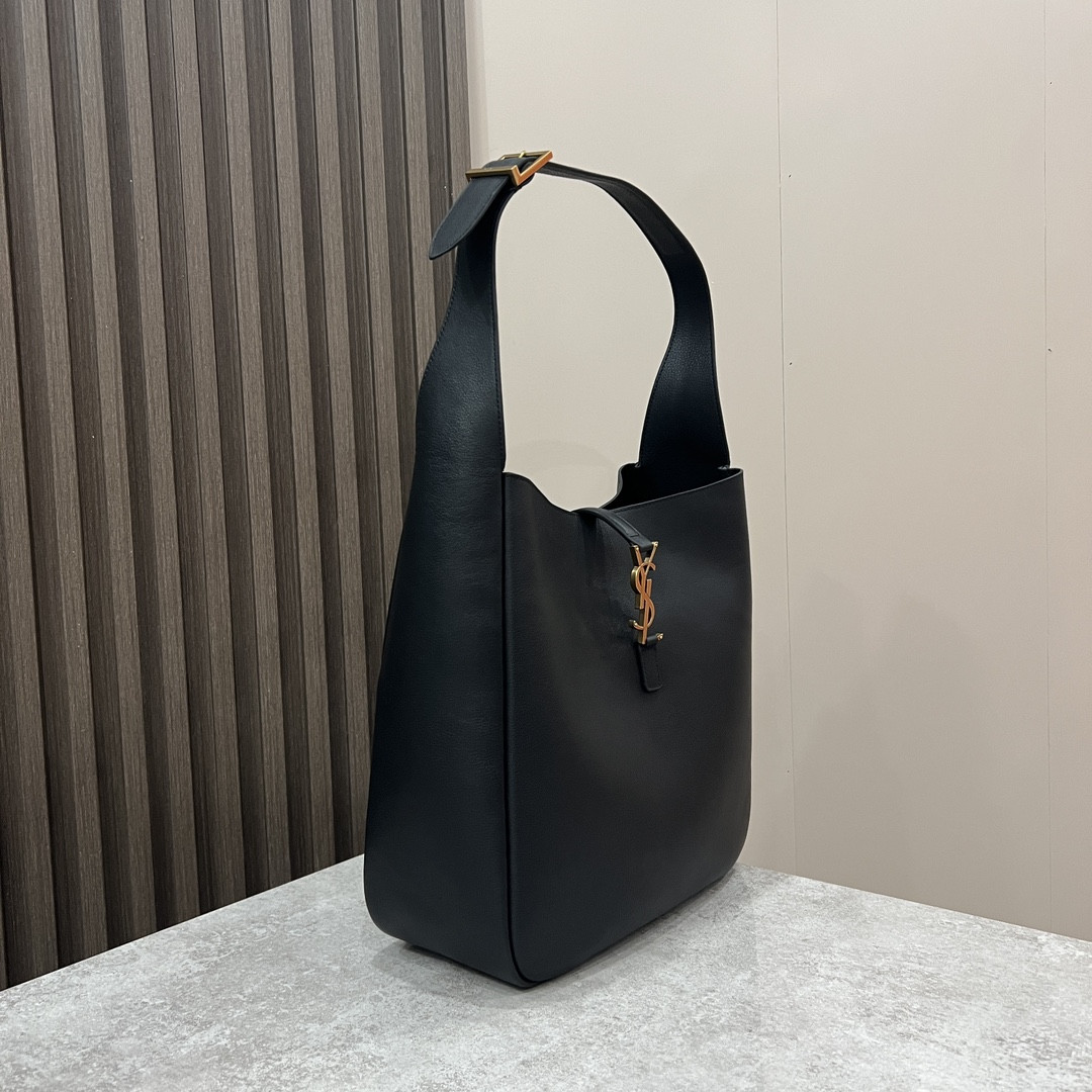 YSL LE 5 À 7 SUPPLE LARGE IN SMOOTH LEATHER BLACK 11.8" X 11" X 4.3"