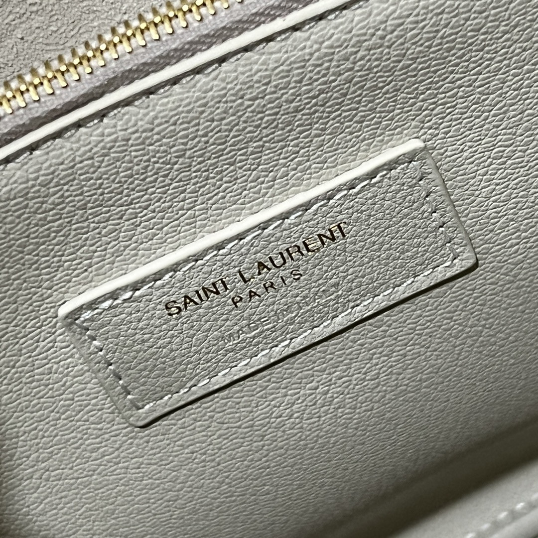 YSL LE 5 À 7 SUPPLE LARGE IN SMOOTH LEATHER BLANC VINTAGE 11.8" X 11" X 4.3"