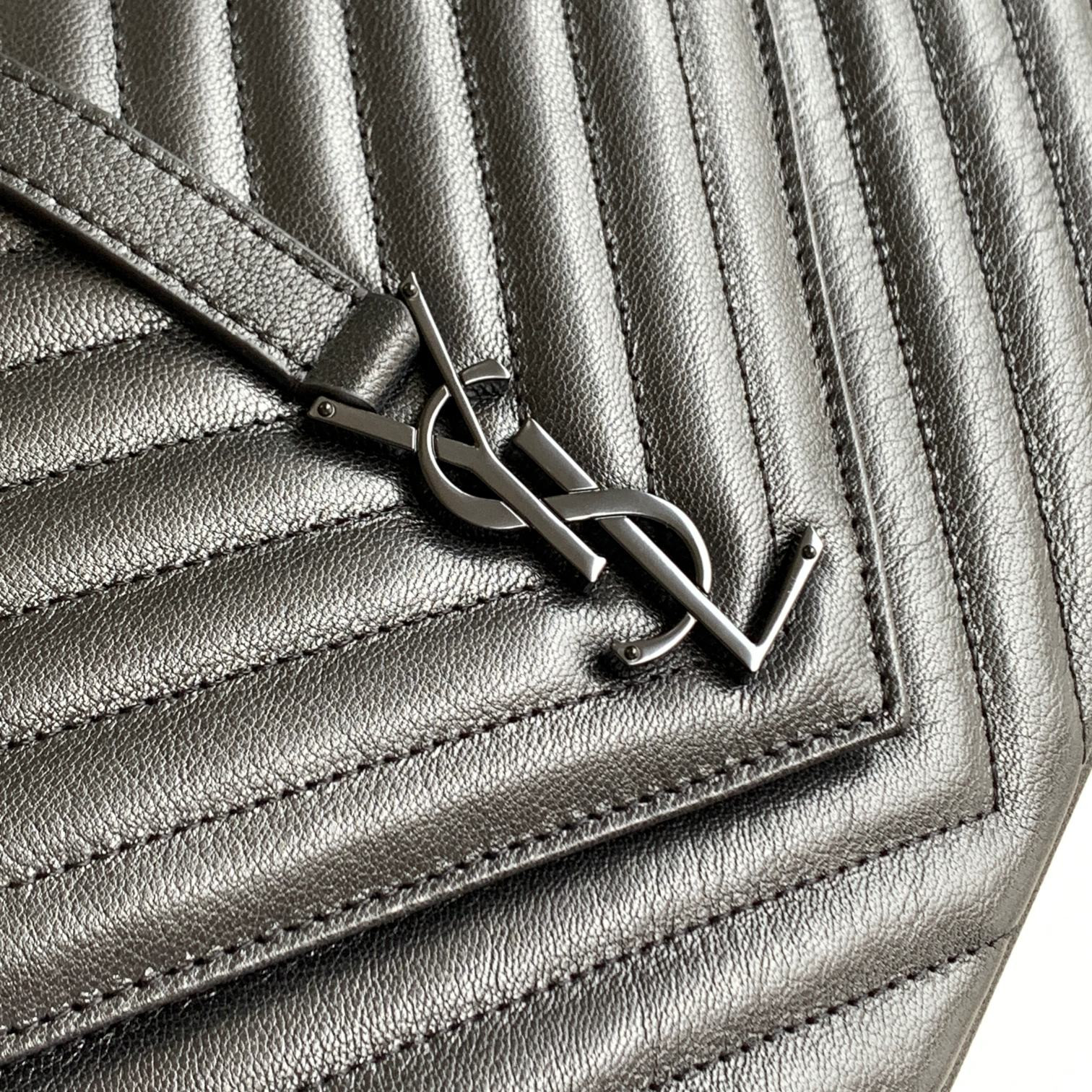 YSL COLLEGE LARGE IN QUILTED LEATHER BLACK 32X21X8 CM