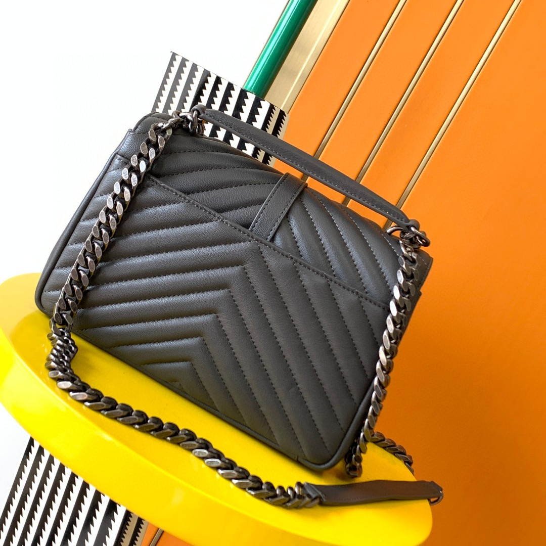 YSL COLLEGE MEDIUM IN QUILTED LEATHER 9.4 X 6.6 X 2.5 INCHES