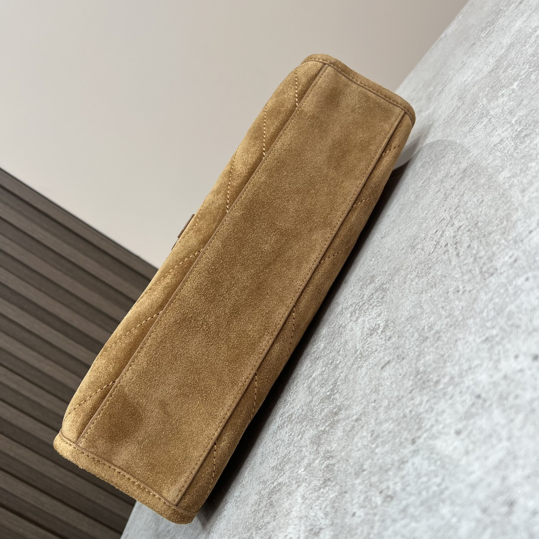 YSL NIKI MEDIUM SHOPPING IN SUEDE BROWN 12.9 X 10.6 X 4.5 INCHES