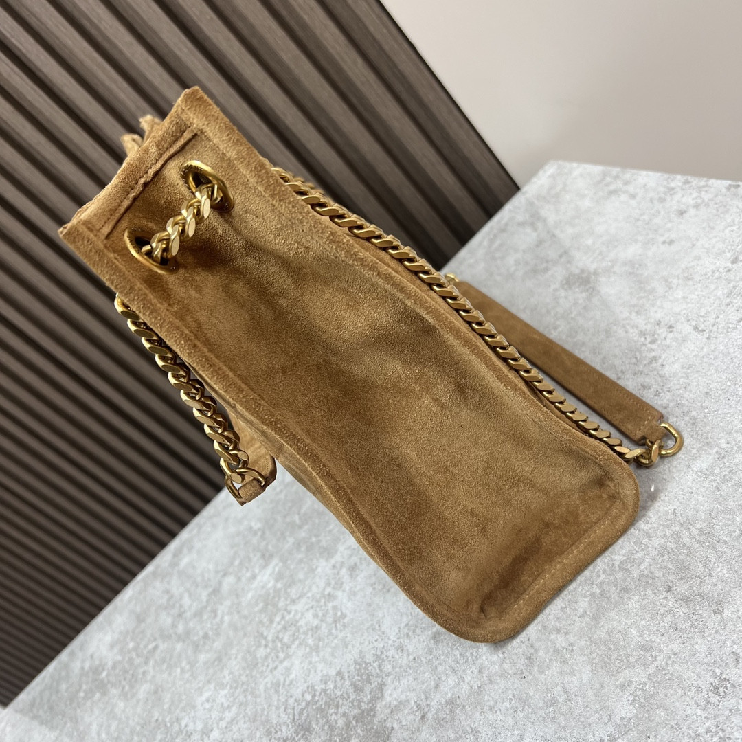 YSL NIKI MEDIUM SHOPPING IN SUEDE BROWN 12.9 X 10.6 X 4.5 INCHES