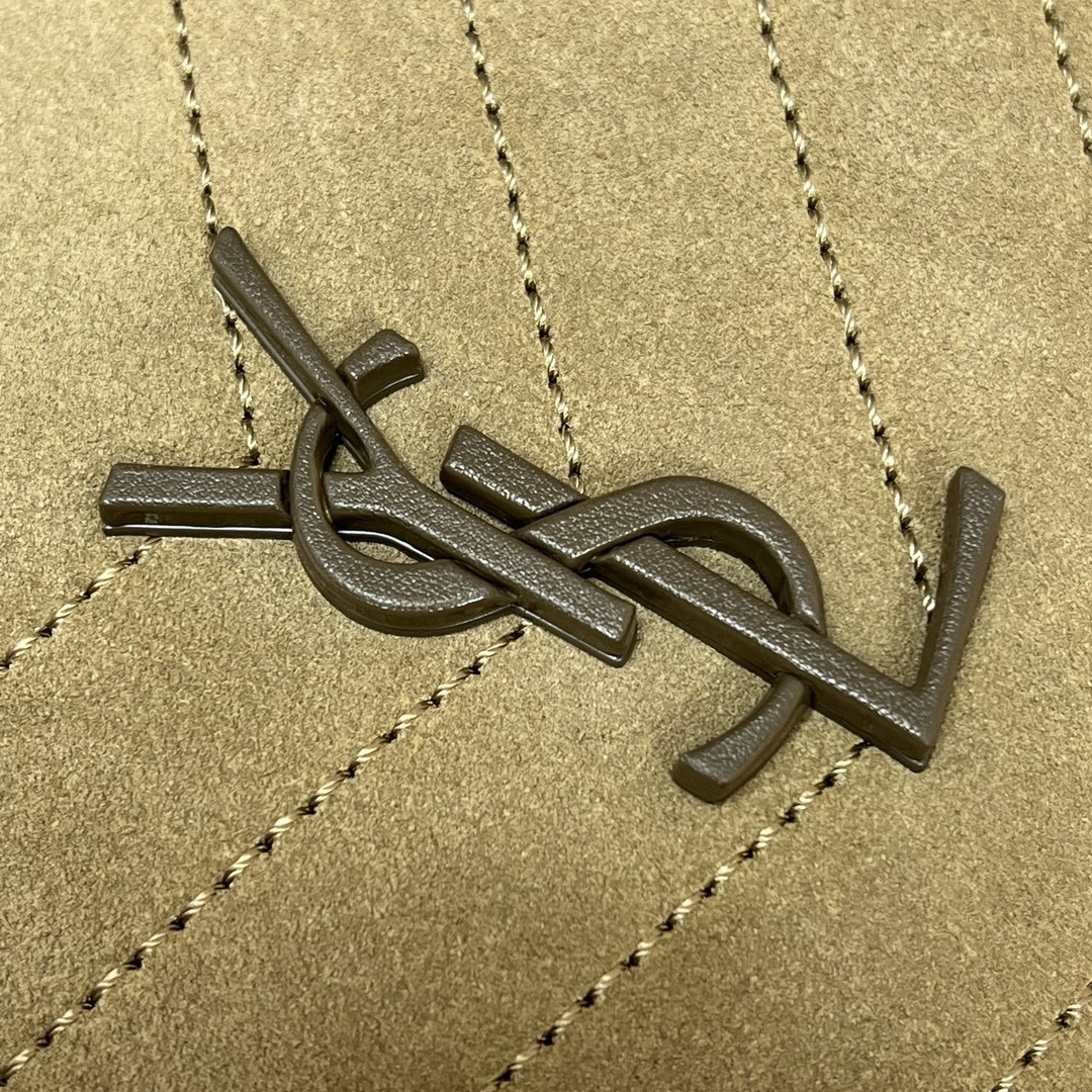 YSL NIKI MEDIUM SHOPPING IN SUEDE BARLEY GREEN 12.9 X 10.6 X 4.5 INCHES