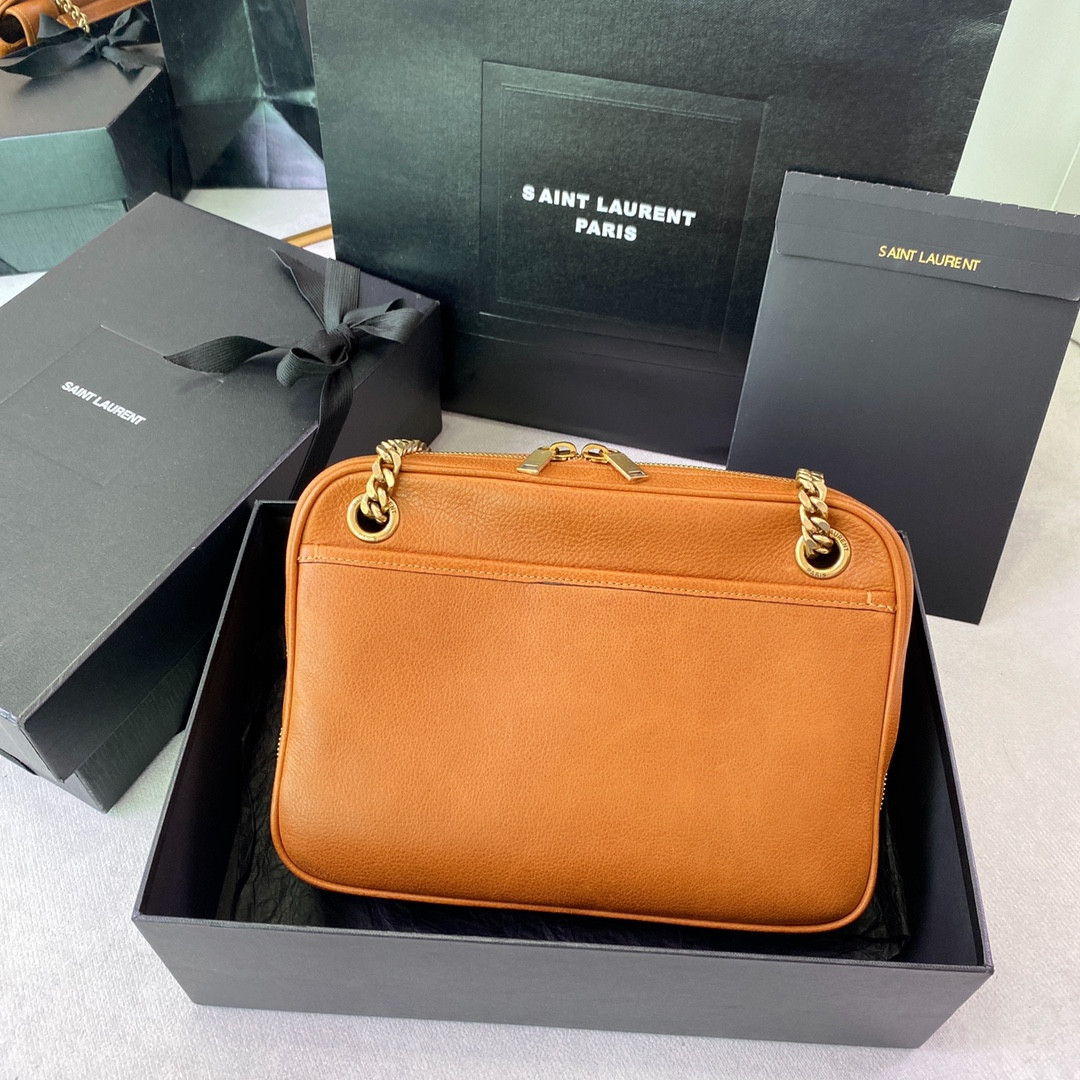 YSL NIKI MEDIUM IN VINTAGE LEATHER ORANGE 11 X 7.8 X 3.3 INCHES