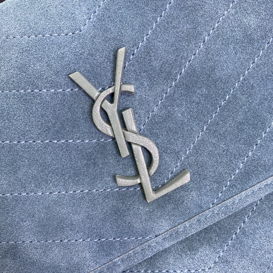 YSL NIKI MEDIUM IN SUEDE BLUE 11 X 7.8 X 3.3 INCHES