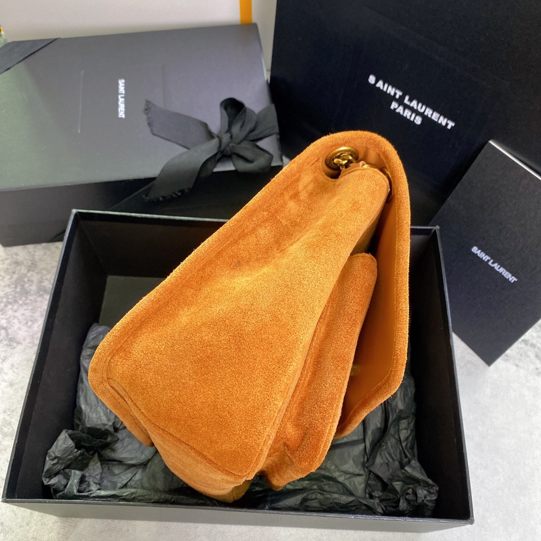 YSL NIKI MEDIUM IN SUEDE ORANGE 11 X 7.8 X 3.3 INCHES