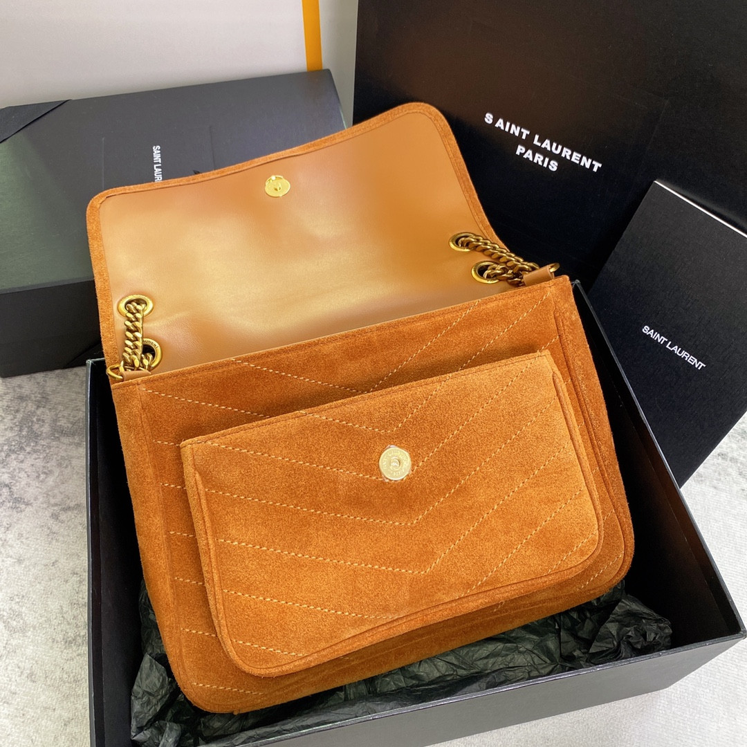 YSL NIKI MEDIUM IN SUEDE ORANGE 11 X 7.8 X 3.3 INCHES