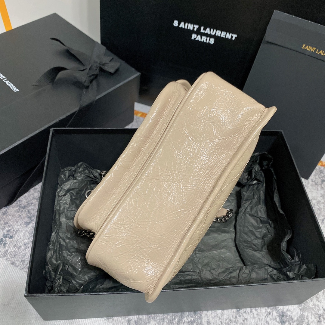 YSL NIKI BABY IN VINTAGE LEATHER BEIGE 8.2 X 6 X 2.9 INCHES