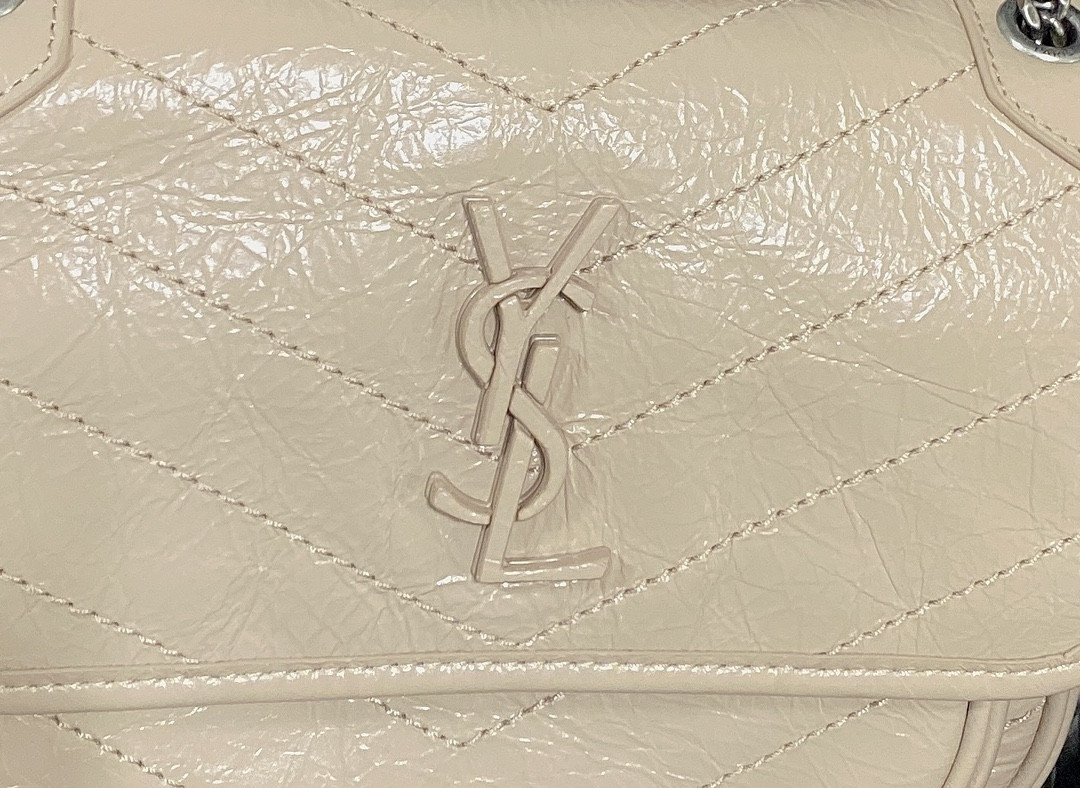 YSL NIKI BABY IN VINTAGE LEATHER BEIGE 8.2 X 6 X 2.9 INCHES