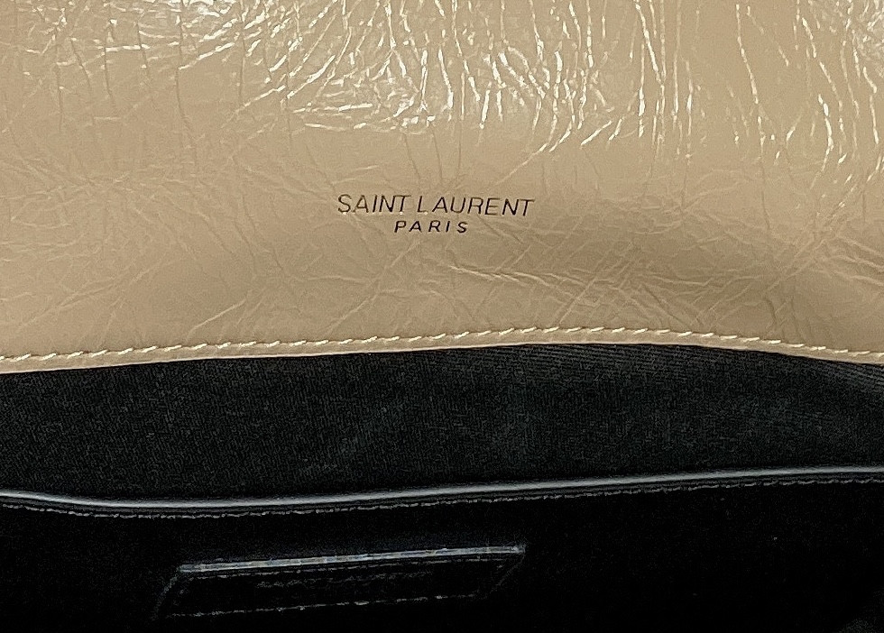 YSL NIKI BABY IN VINTAGE LEATHER DARK BEIGE 8.2 X 6 X 2.9 INCHES