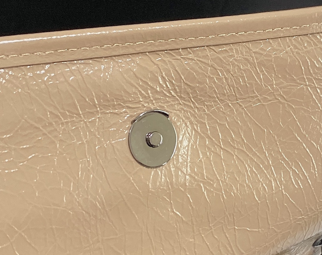 YSL NIKI MEDIUM IN VINTAGE LEATHER DARK BEIGE 11 X 7.8 X 3.3 INCHES