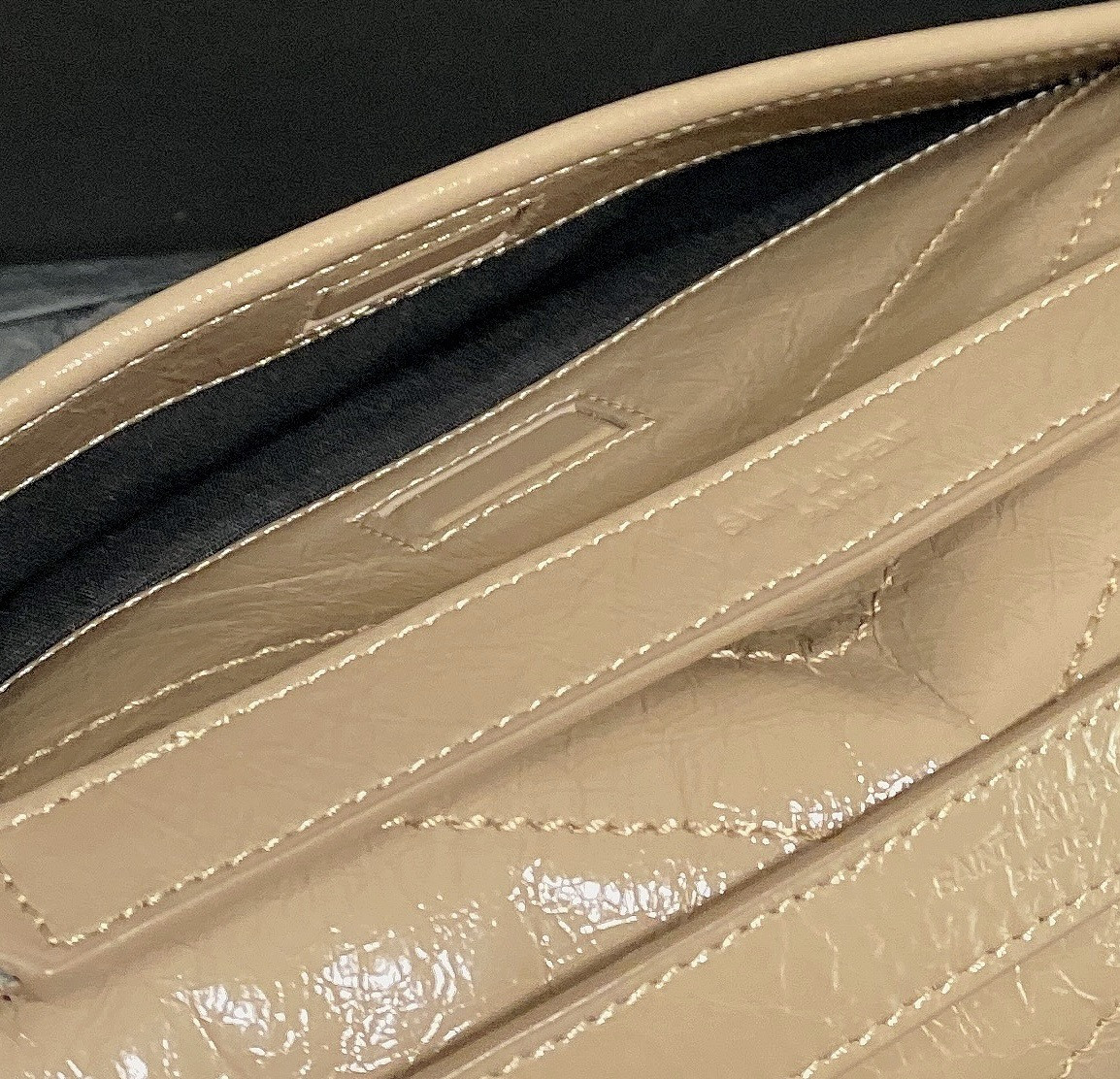 YSL NIKI MEDIUM IN VINTAGE LEATHER DARK BEIGE 11 X 7.8 X 3.3 INCHES