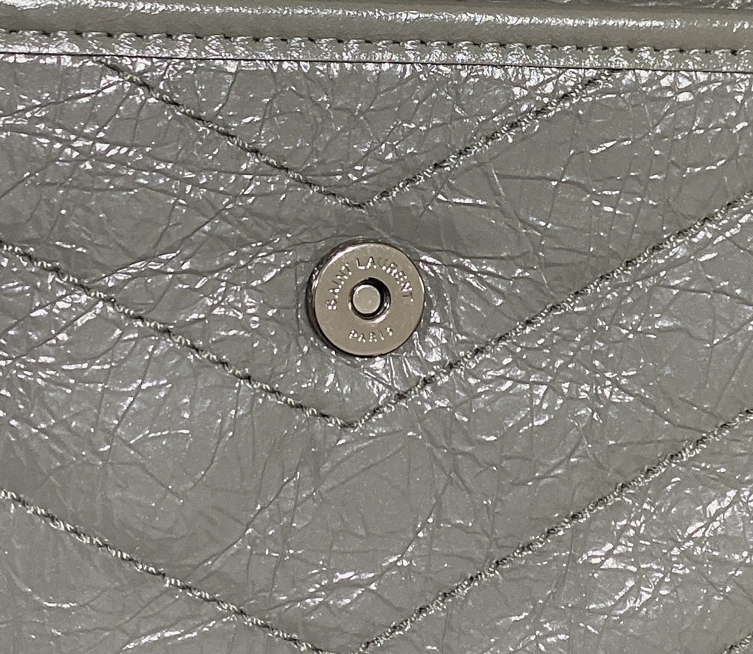 YSL NIKI BABY IN VINTAGE LEATHER STORM 8.2 X 6 X 2.9 INCHES