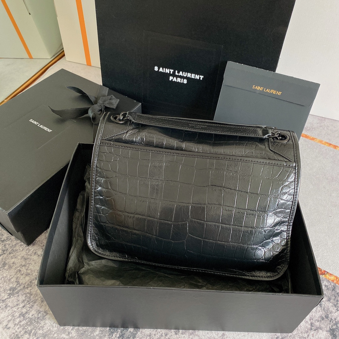 YSL NIKI MEDIUM IN VINTAGE LEATHER 11 X 7.8 X 3.3 INCHES