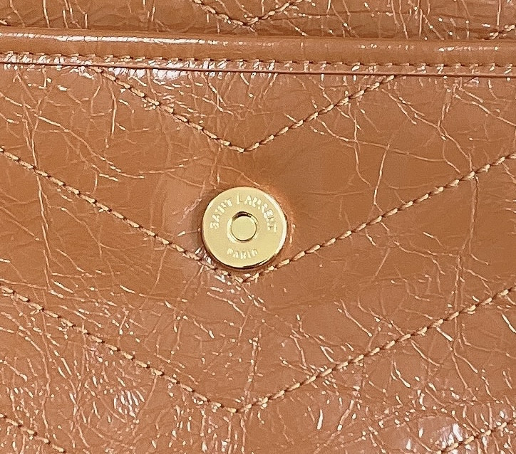 YSL NIKI MEDIUM IN VINTAGE LEATHER LIGHT CARAMEL 11 X 7.8 X 3.3 INCHES