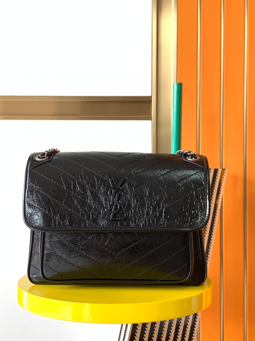 YSL NIKI LARGE IN VINTAGE LEATHER 12.5 X 9 X 3.5 INCHES