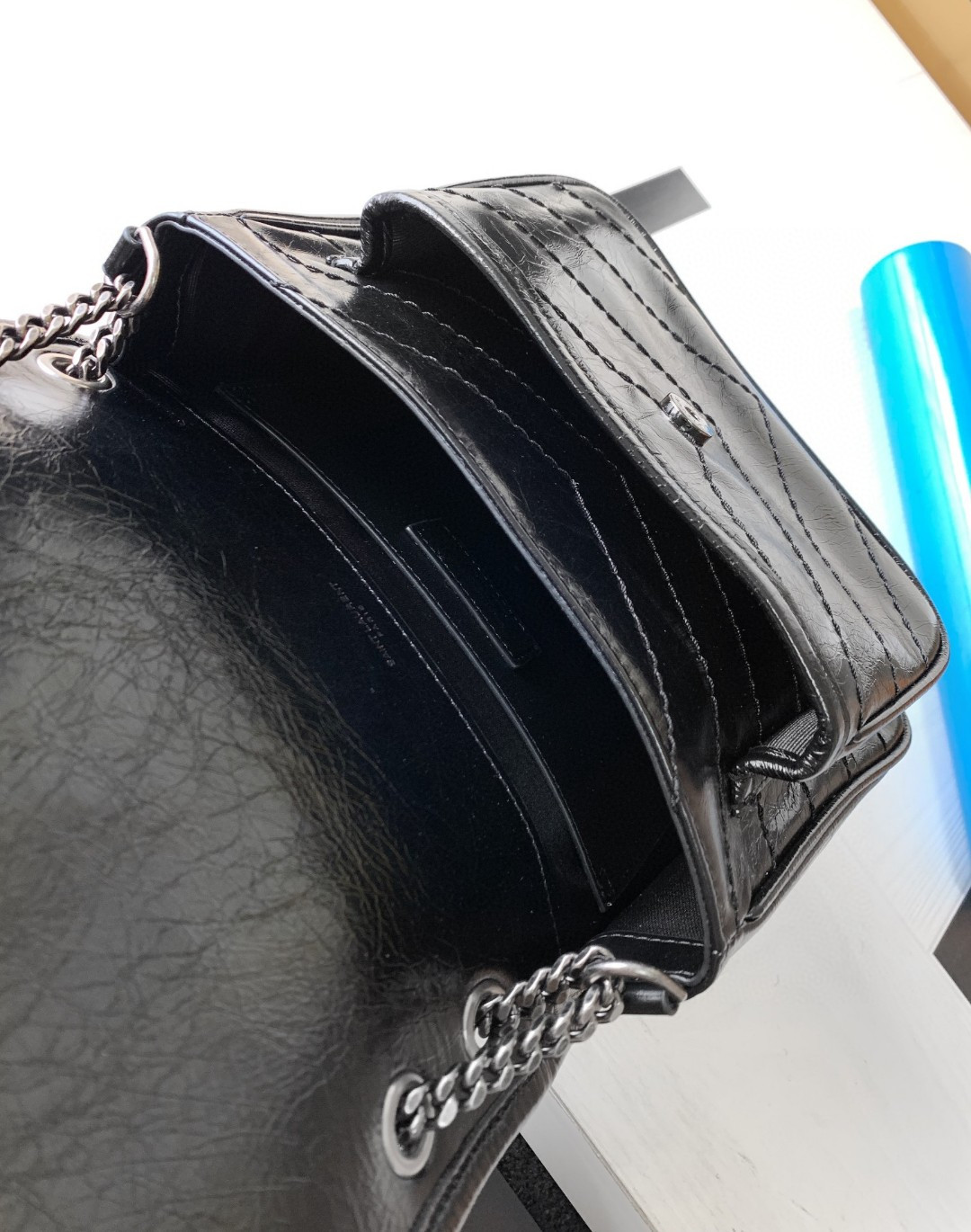 YSL NIKI BABY IN VINTAGE LEATHER BLACK 21x16x7.5cm