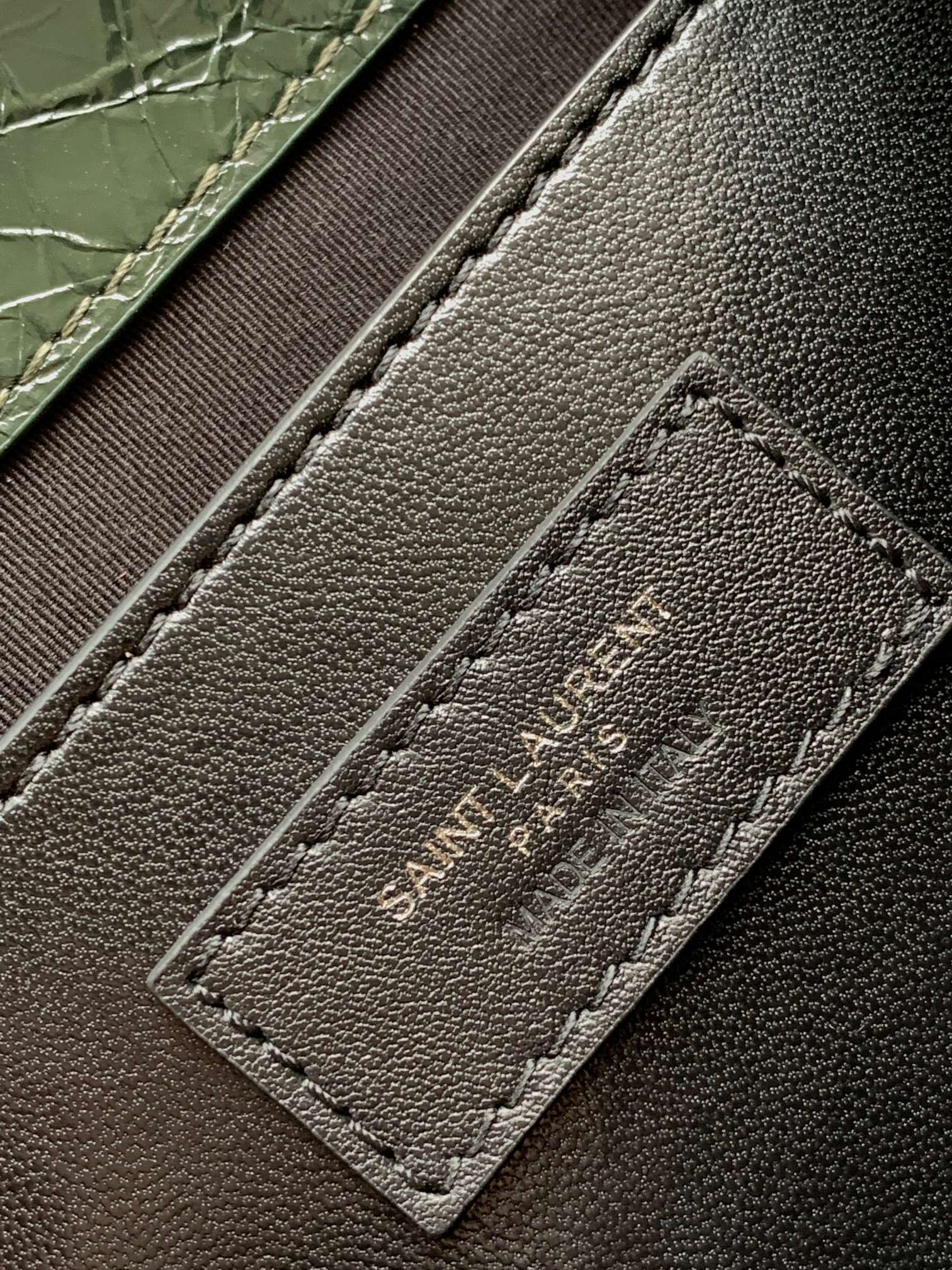 YSL NIKI BABY IN VINTAGE LEATHER DARK GREEN 8.2 X 6 X 2.9 INCHES